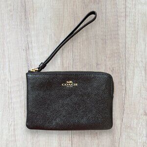 NEW COACH Black Corner Zip Wristlet Wallet